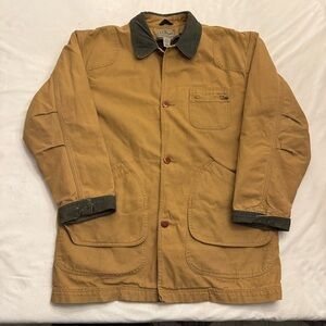 L.L. Bean Men's Brown Field Jacket Wool Lined w/ Corduroy Collar, sz L Tall